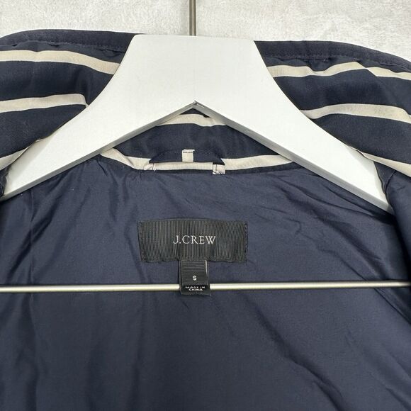 J Crew Excursion Quilted Down Vest Gold Button Navy White Stripe Sporty Preppy S - Picture 8 of 10